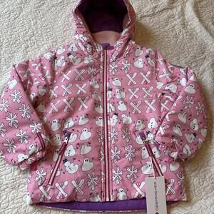 Obermeyer Pink Snowman Print Kids Winter Jacket size 7
